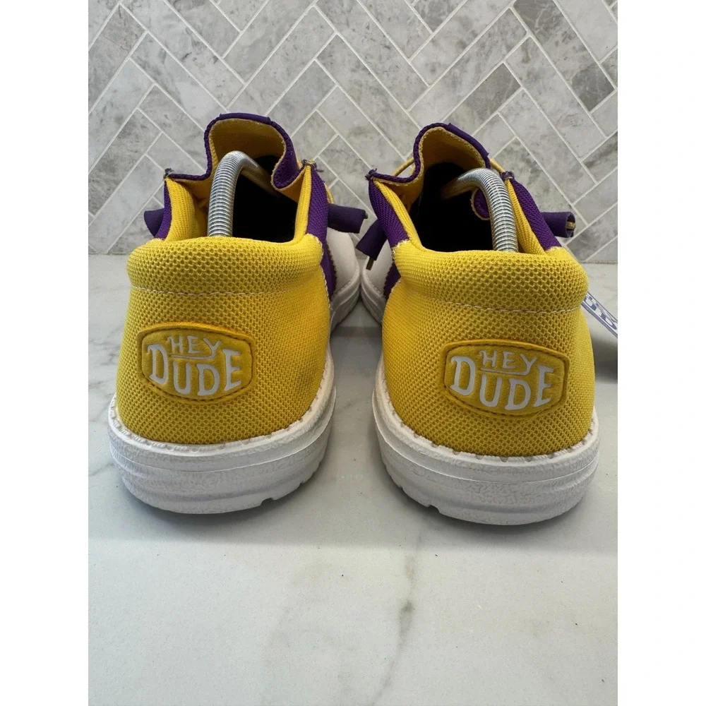 Hey Dude Wally Tri LSU Tigers Shoes Mens Size 13 Purple Gold Slip On Sneakers